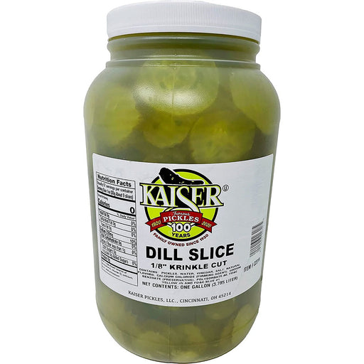 Kaiser Dill Pickles Sliced One Eighth Inch Krinkle Cut Gallon Jar
