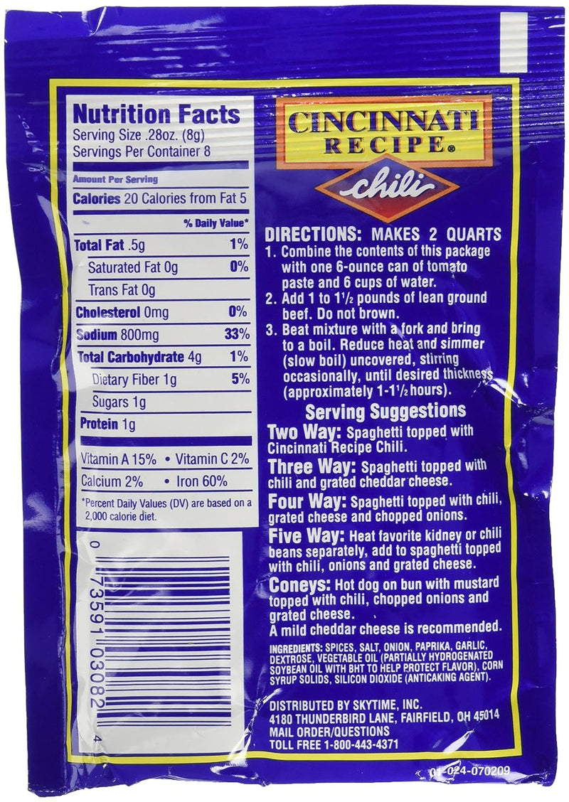 Cincinnati Recipe Chili Mix 2.25oz Packet