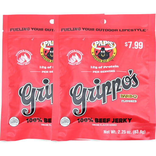 Grippo's BBQ Beef Jerky 2.25oz Bag 2 Pack