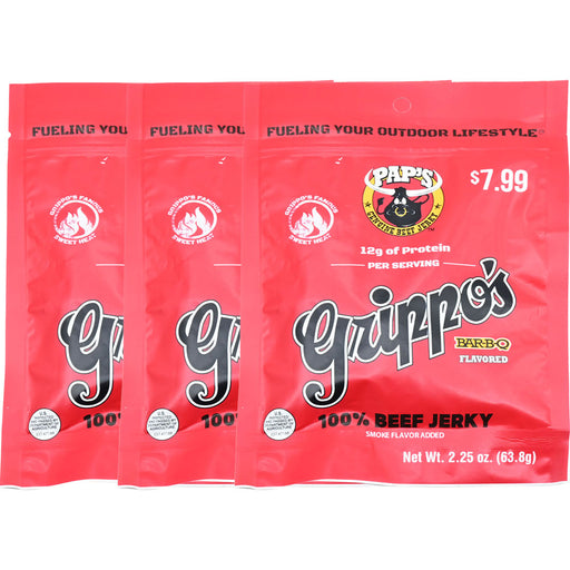 Grippo's BBQ Beef Jerky 2.25oz Bag 3 Pack